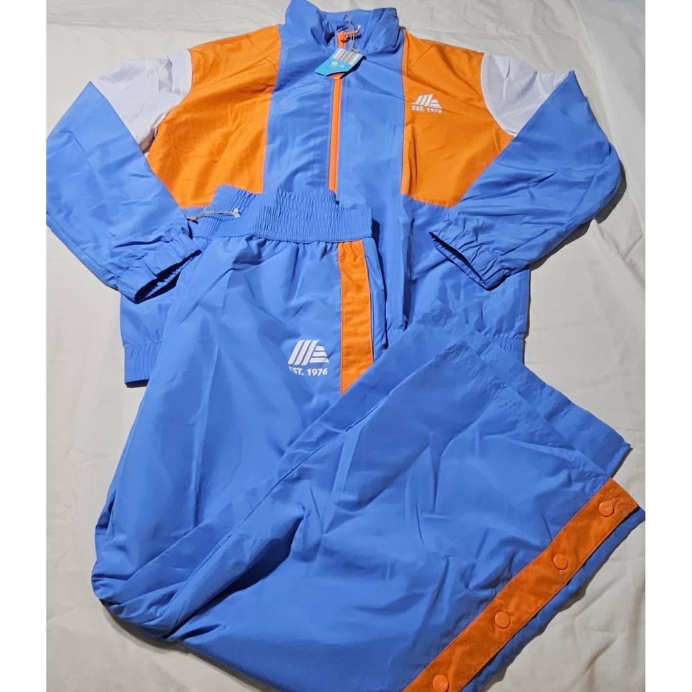 Aldi Gear Tracksuit Men XL Blue Orange Windbreaker Jacket Pants Set Est 1976 NEW